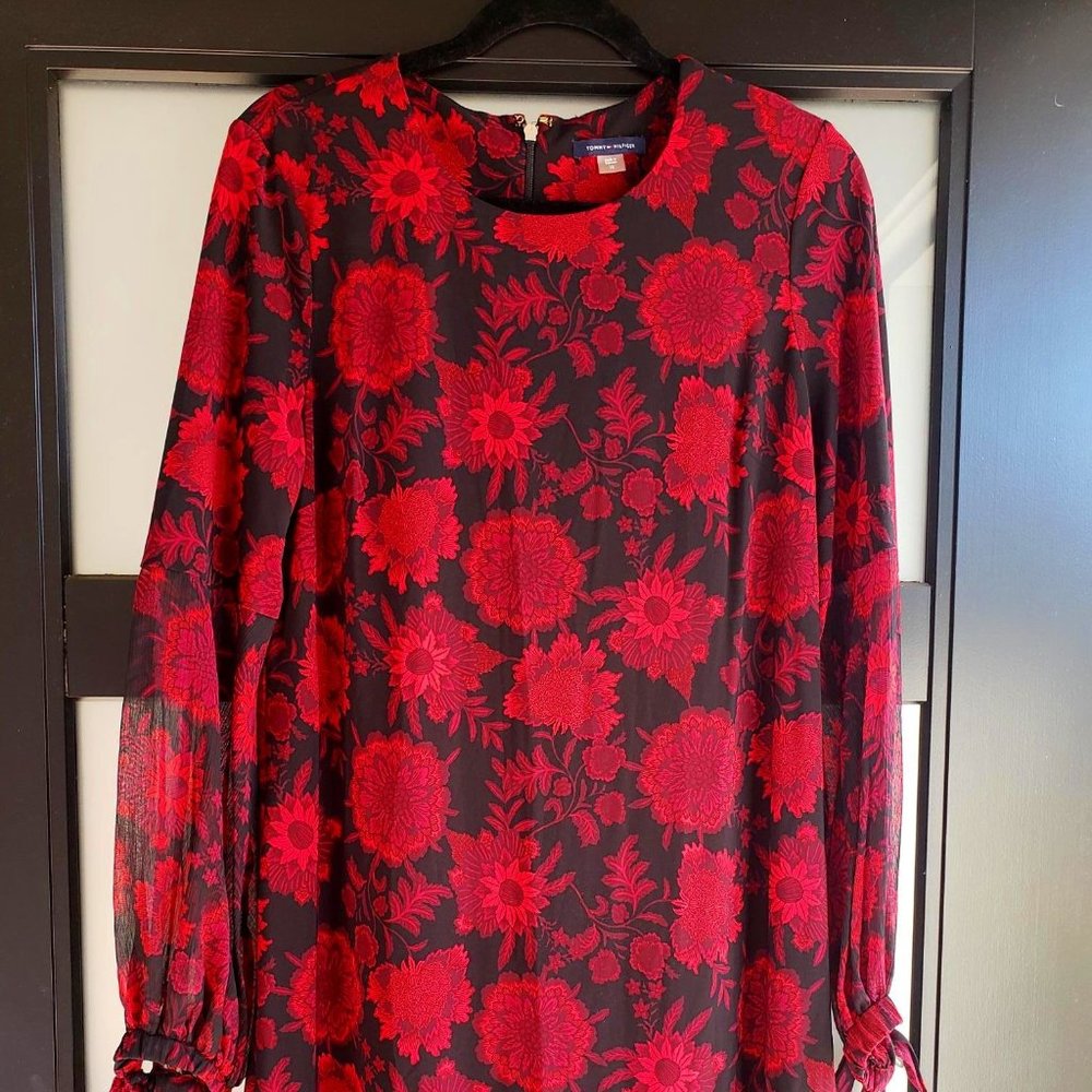 TOMMY HILFIGER - Red long sleeve Above the Knee Sheath Dress size 12